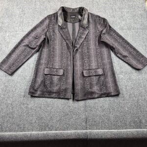 Liverpool Los Angeles Snakeskin Print Blazer Grey Faux Leather Collar Womens 2X
